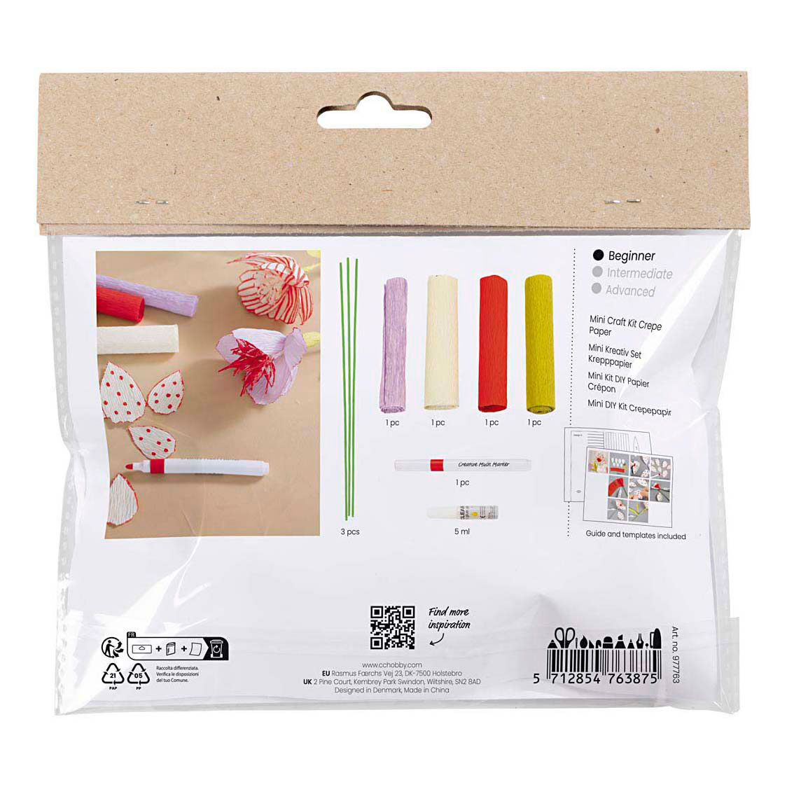 Mini Hobbyset Bloemen van Crepepapier Pastelkleuren