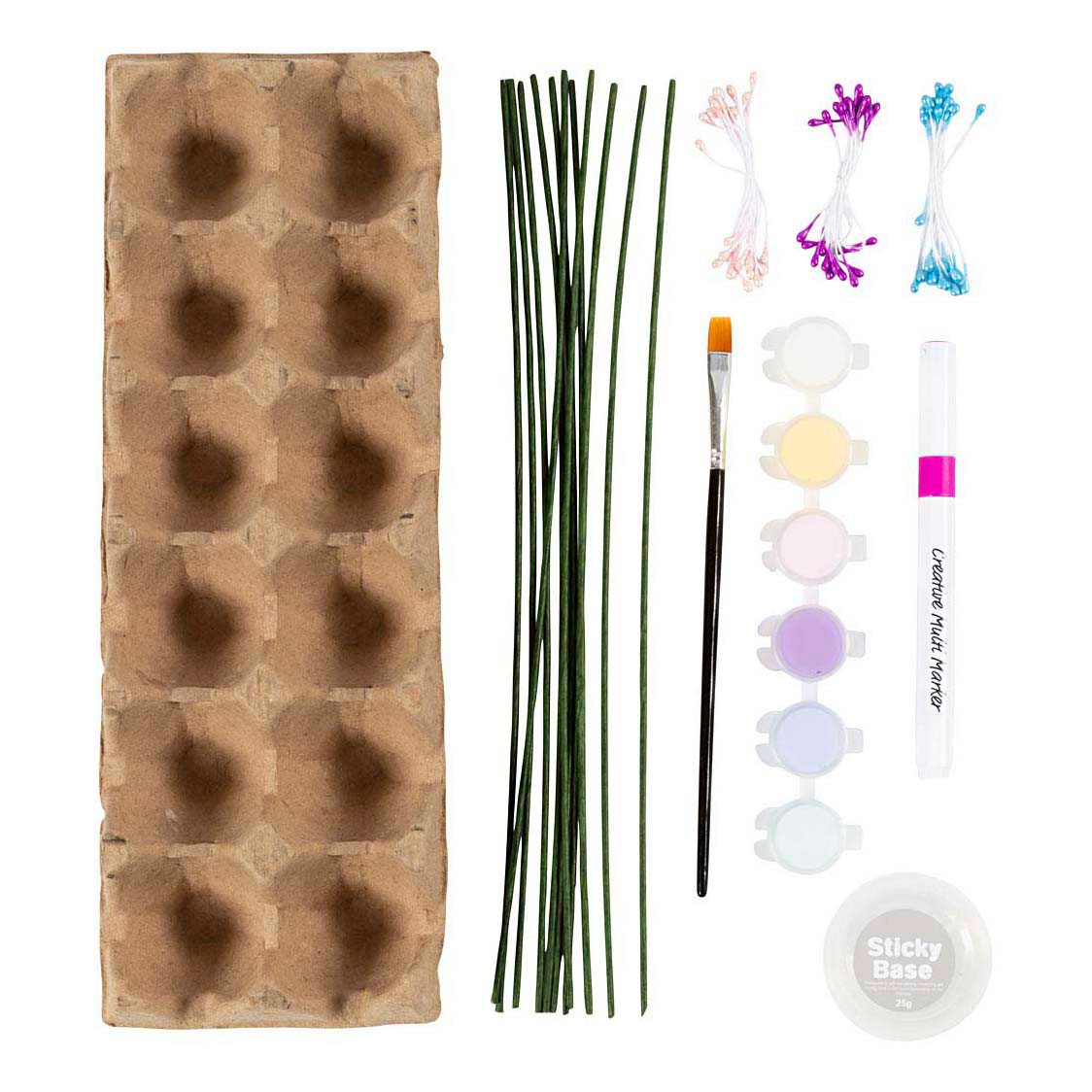 Bastelset: Blumen aus Eierkartons in Pastellfarben