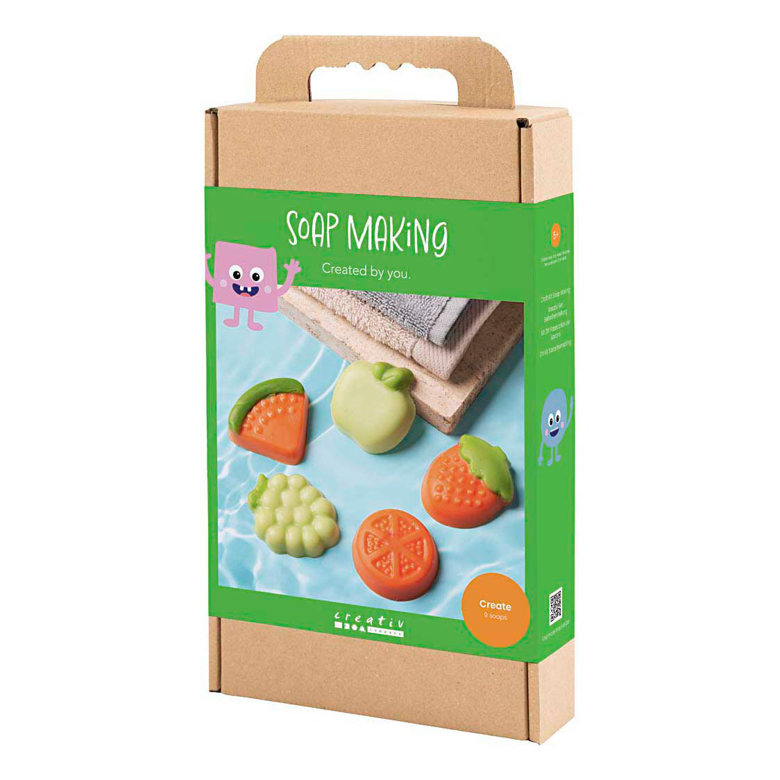 Kit de loisirs créatifs pour la fabrication de savon aux fruits verts et oranges