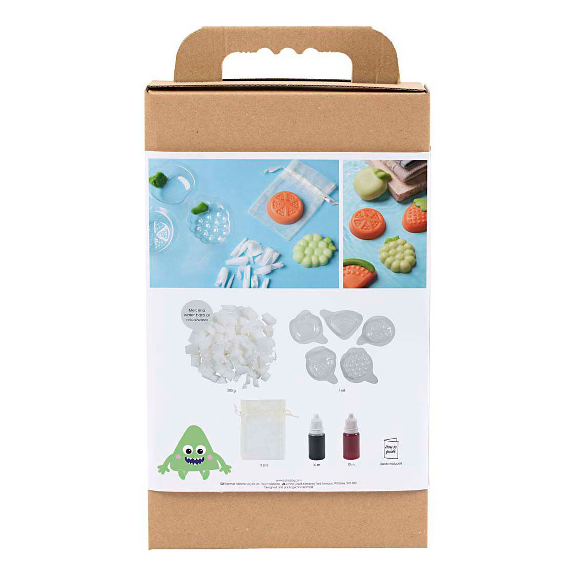 Kit de loisirs créatifs pour la fabrication de savon aux fruits verts et oranges