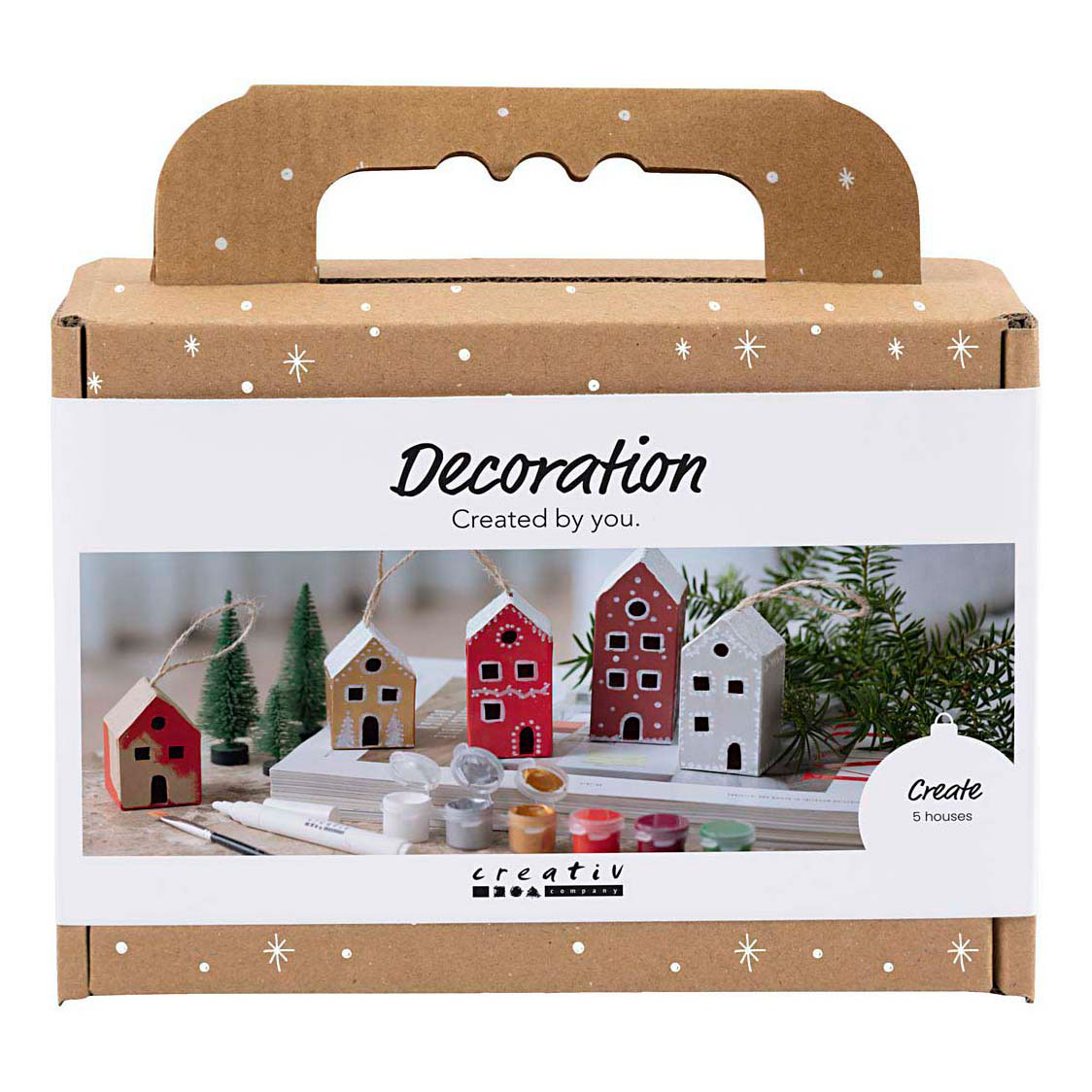 Mini Hobby Set Dekoration Häuser Weihnachtsfarben