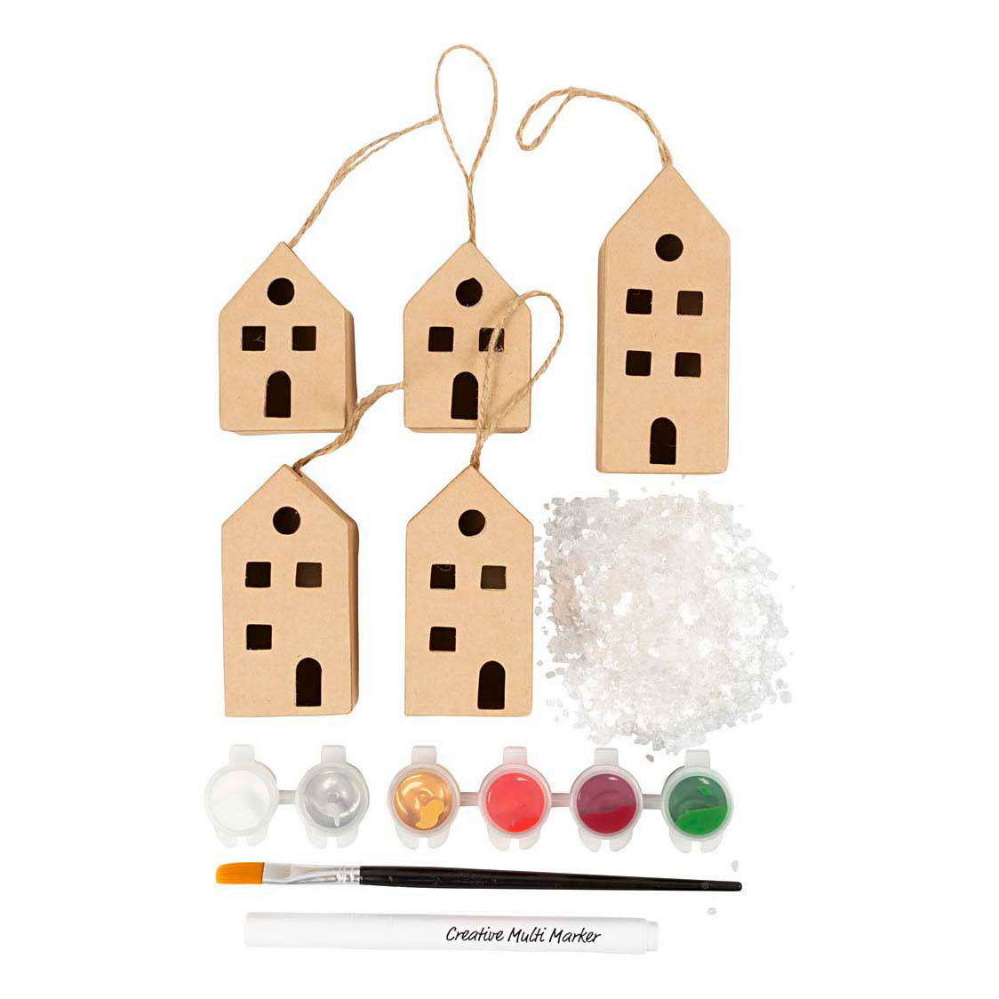 Mini Hobby Set Dekoration Häuser Weihnachtsfarben