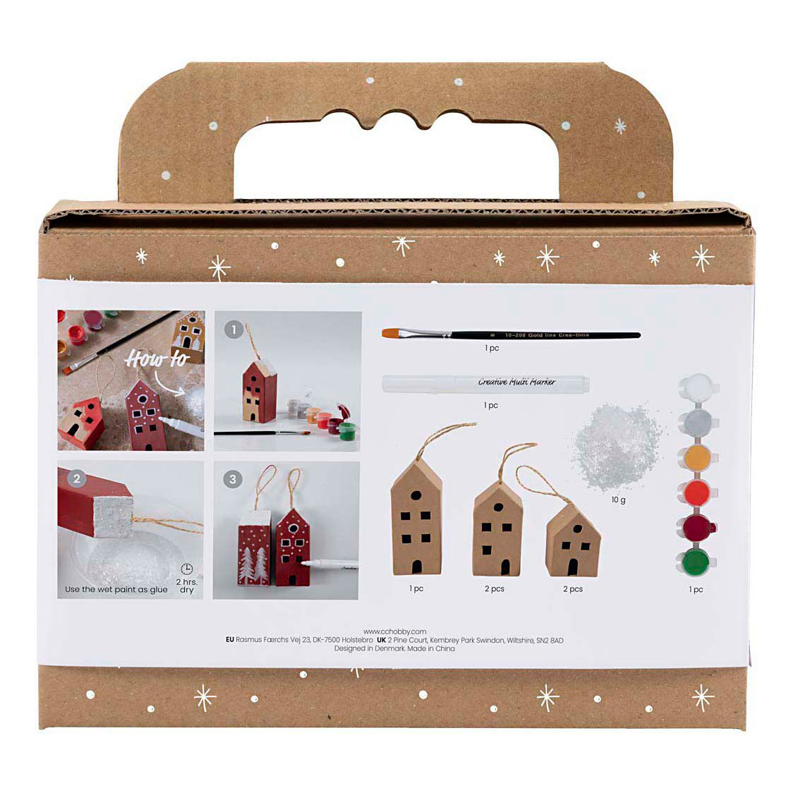 Mini Hobby Set Dekoration Häuser Weihnachtsfarben