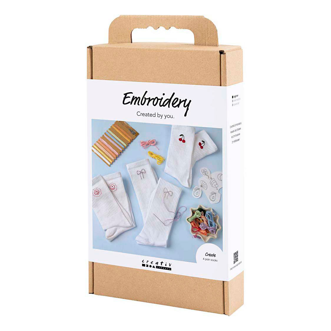 Ensemble de loisirs créatifs : chaussettes blanches à broder