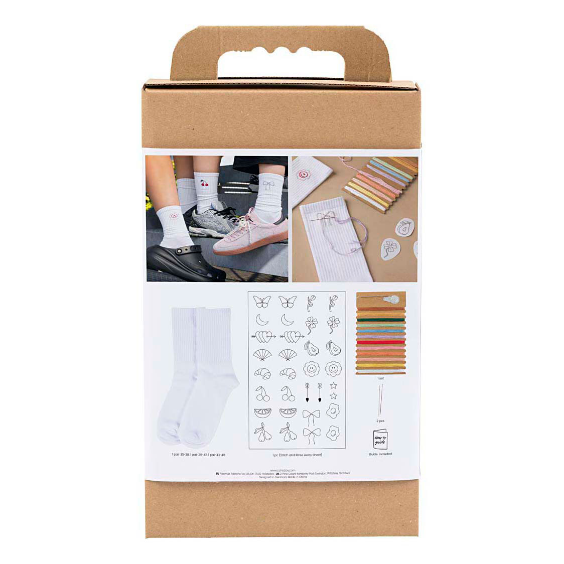 Ensemble de loisirs créatifs : chaussettes blanches à broder