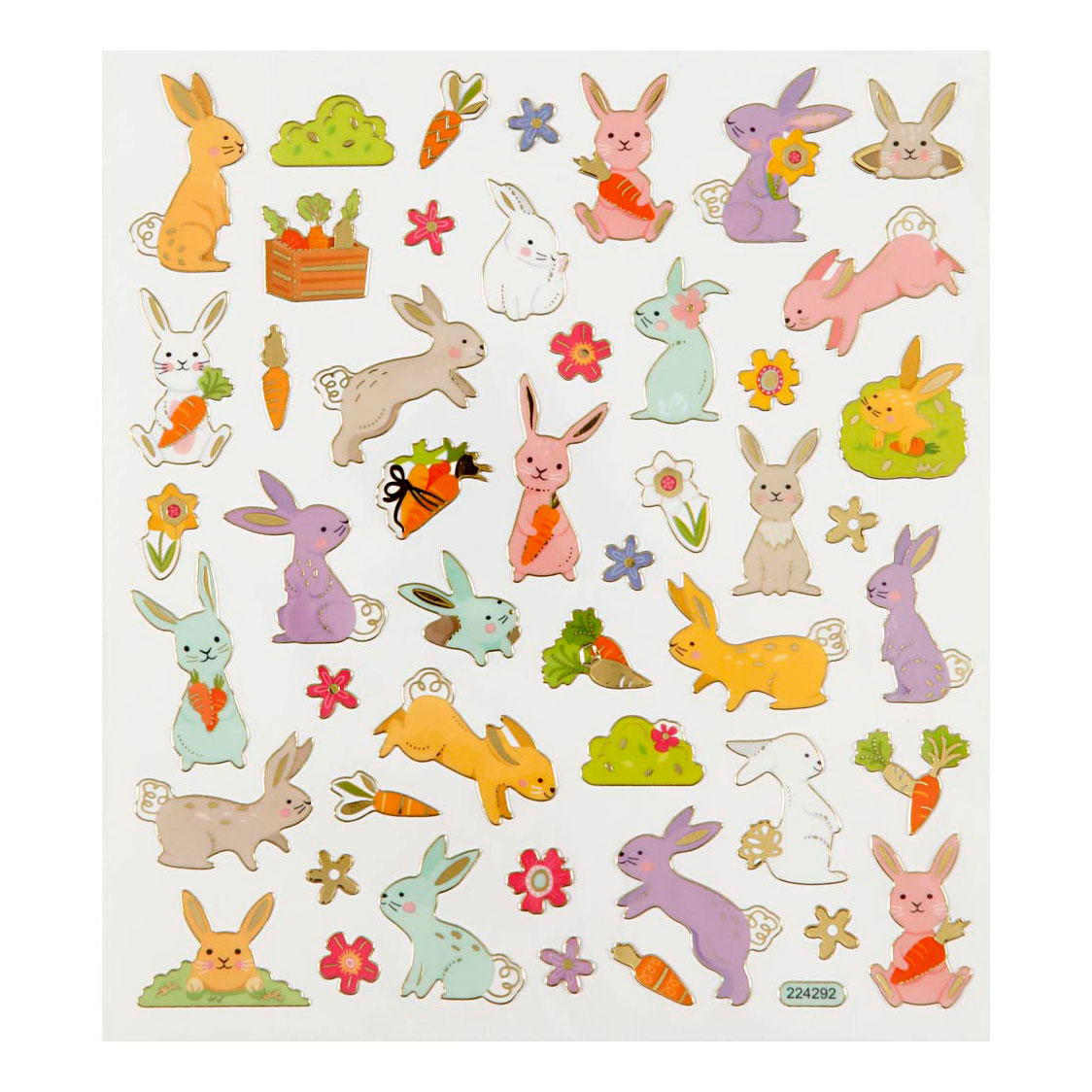 planche d'autocollants lapin de Pâques