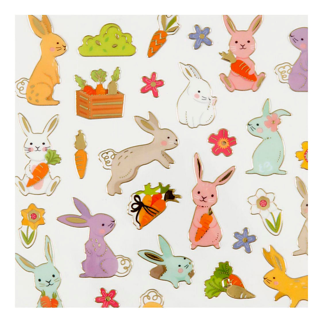 planche d'autocollants lapin de Pâques