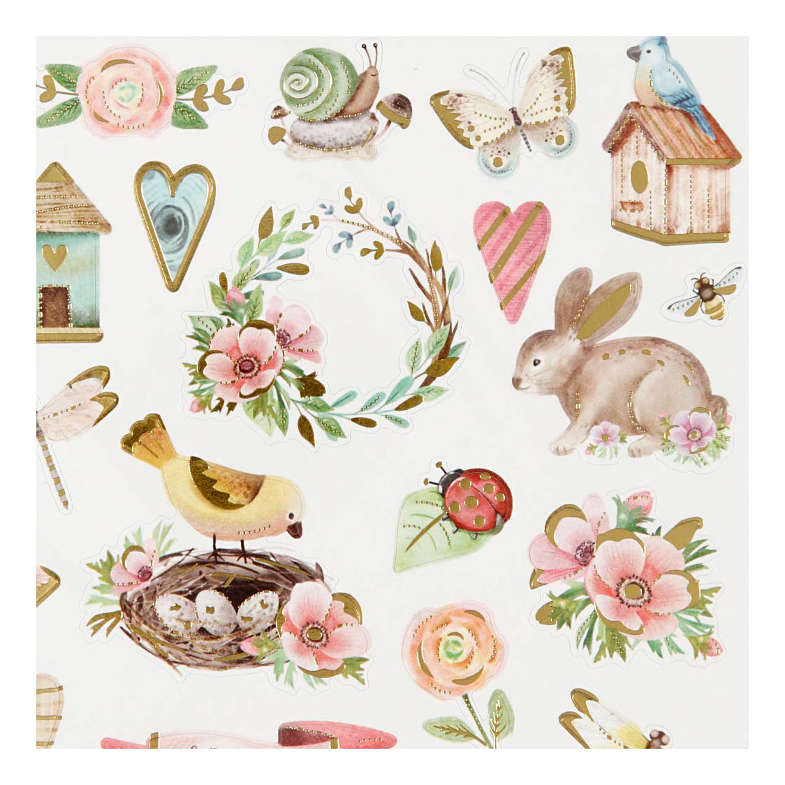 Planche d'autocollants Printemps et Pâques