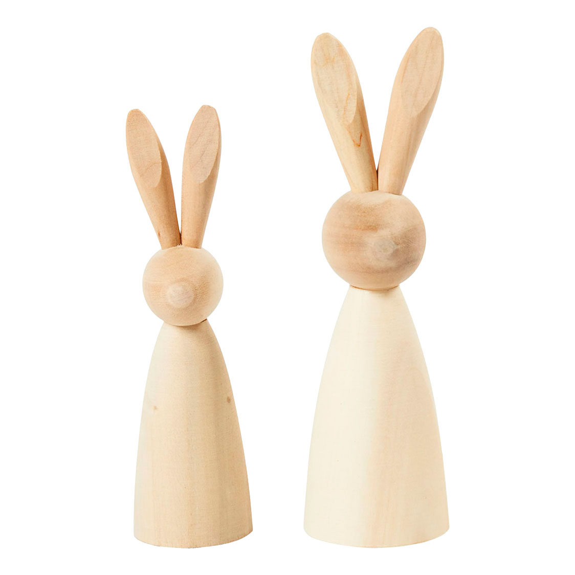 Lapins en bois 12 et 14 cm - 2 pièces.