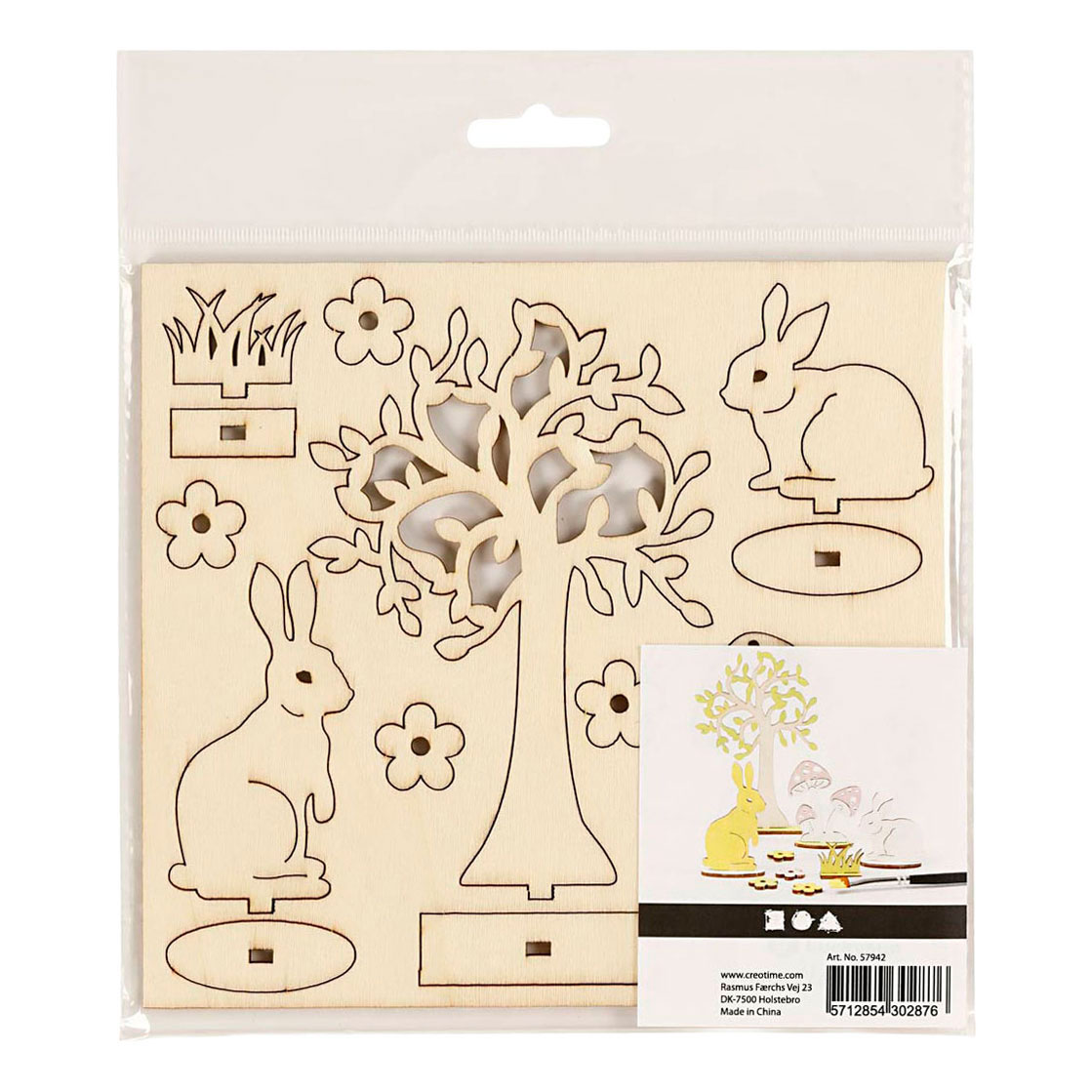 Figurines en bois à faire soi-même : lièvre, arbre et champignons