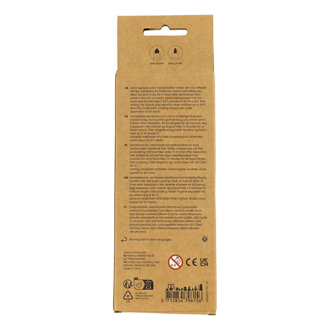Dubbelzijdige Gekleurde Textielstiften - 6st.