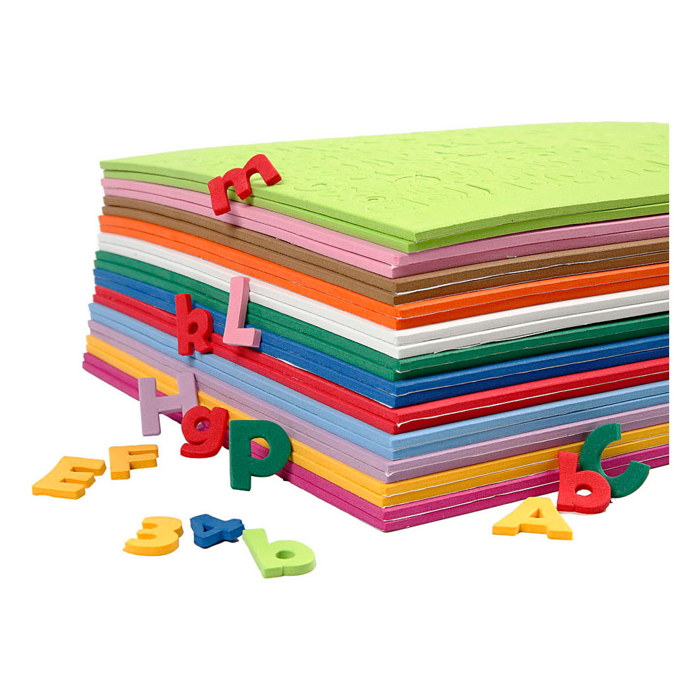 EVA Foam Cijfers & Letters Gekleurd - 24 Vellen