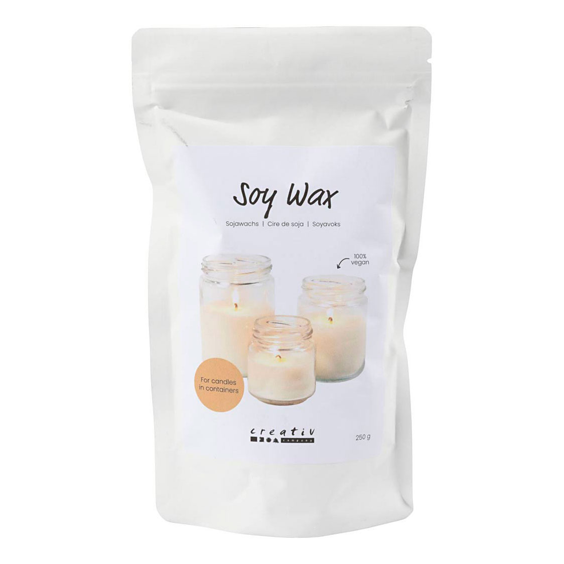 Cire de soja pour bougies en pot - Crème 250g.