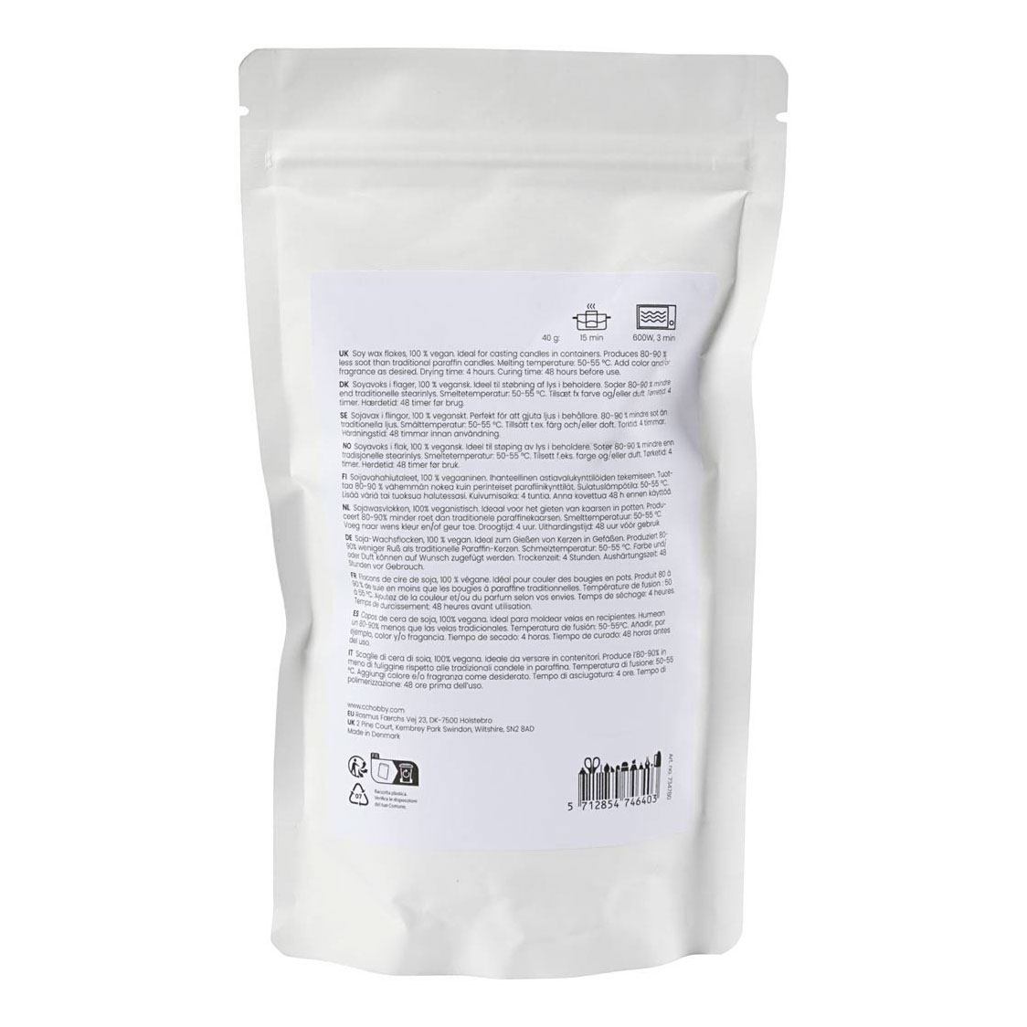 Cire de soja pour bougies en pot - Crème 250g.
