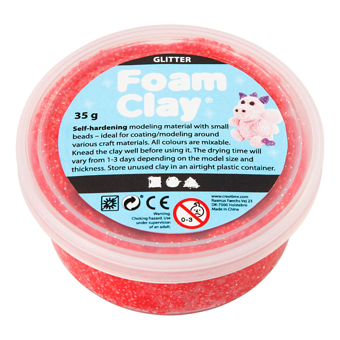 Foam Clay Glitter 35gr - Rood