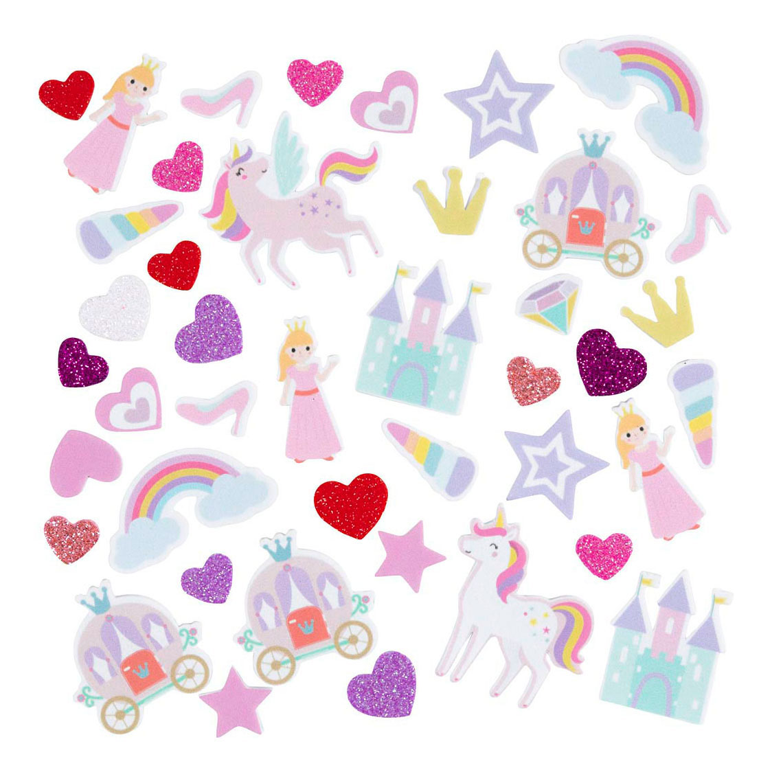 Foam Stickers Prinses en Eenhoorn - 150st.