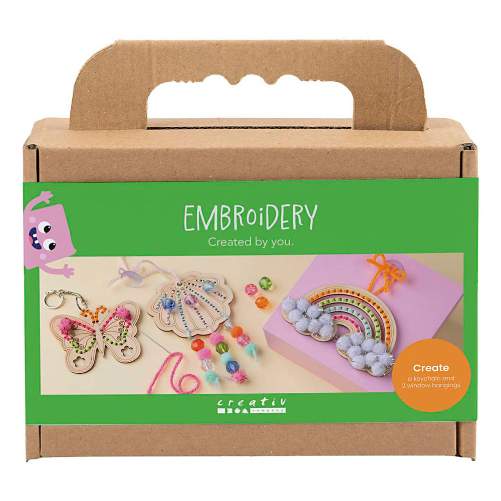 Mini Hobbyset Borduurwerk - Vlinder, Schelp en Regenboog
