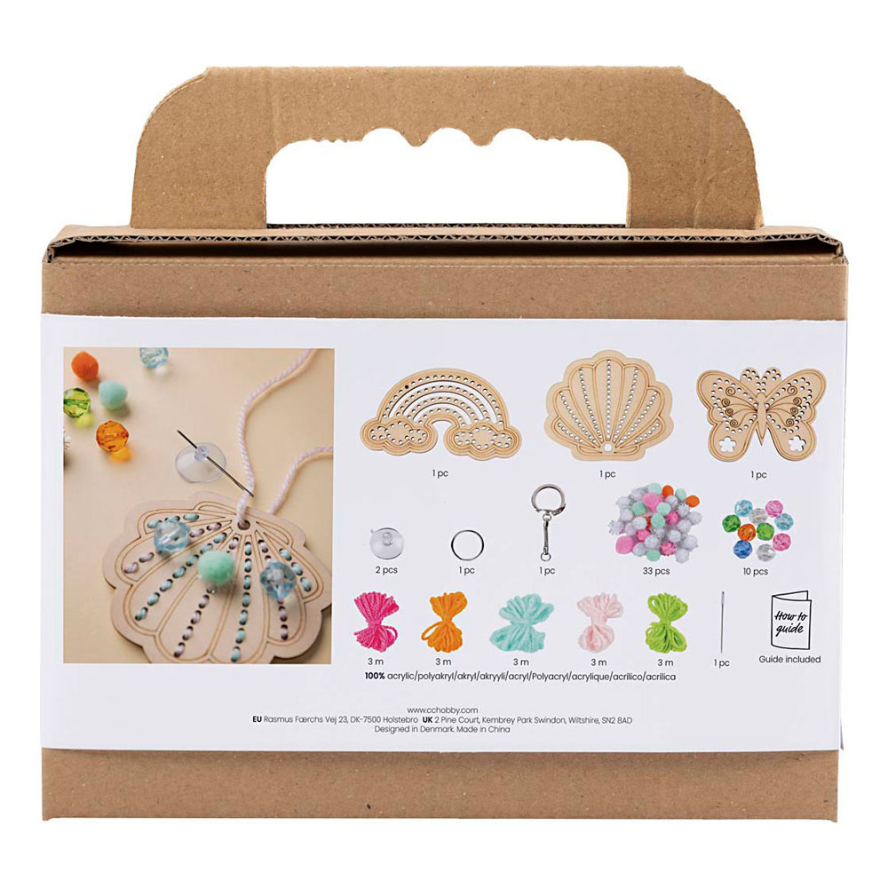 Mini Hobbyset Borduurwerk - Vlinder, Schelp en Regenboog