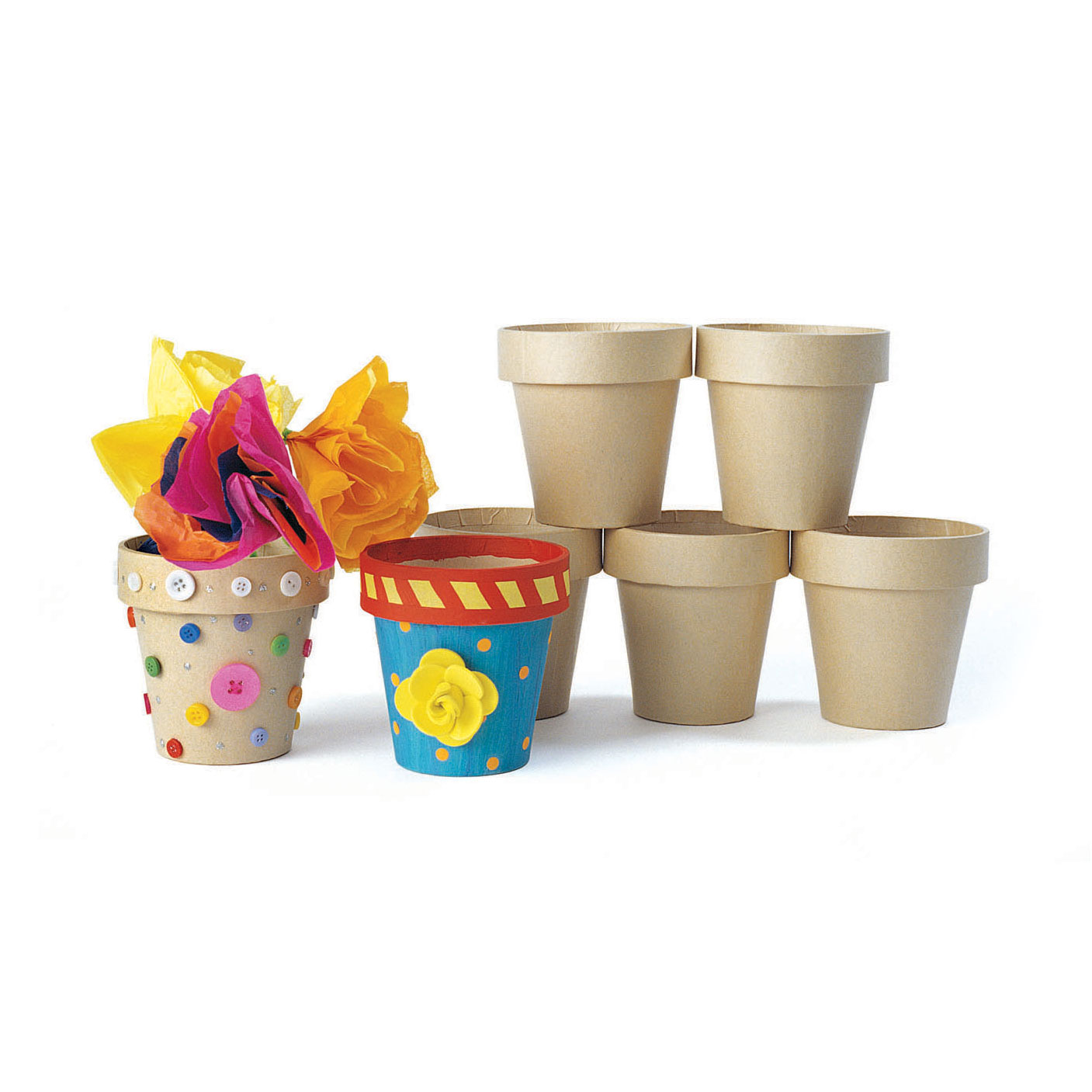Colorations - Décorez votre propre pot de fleurs en papier mâché, lot de 10