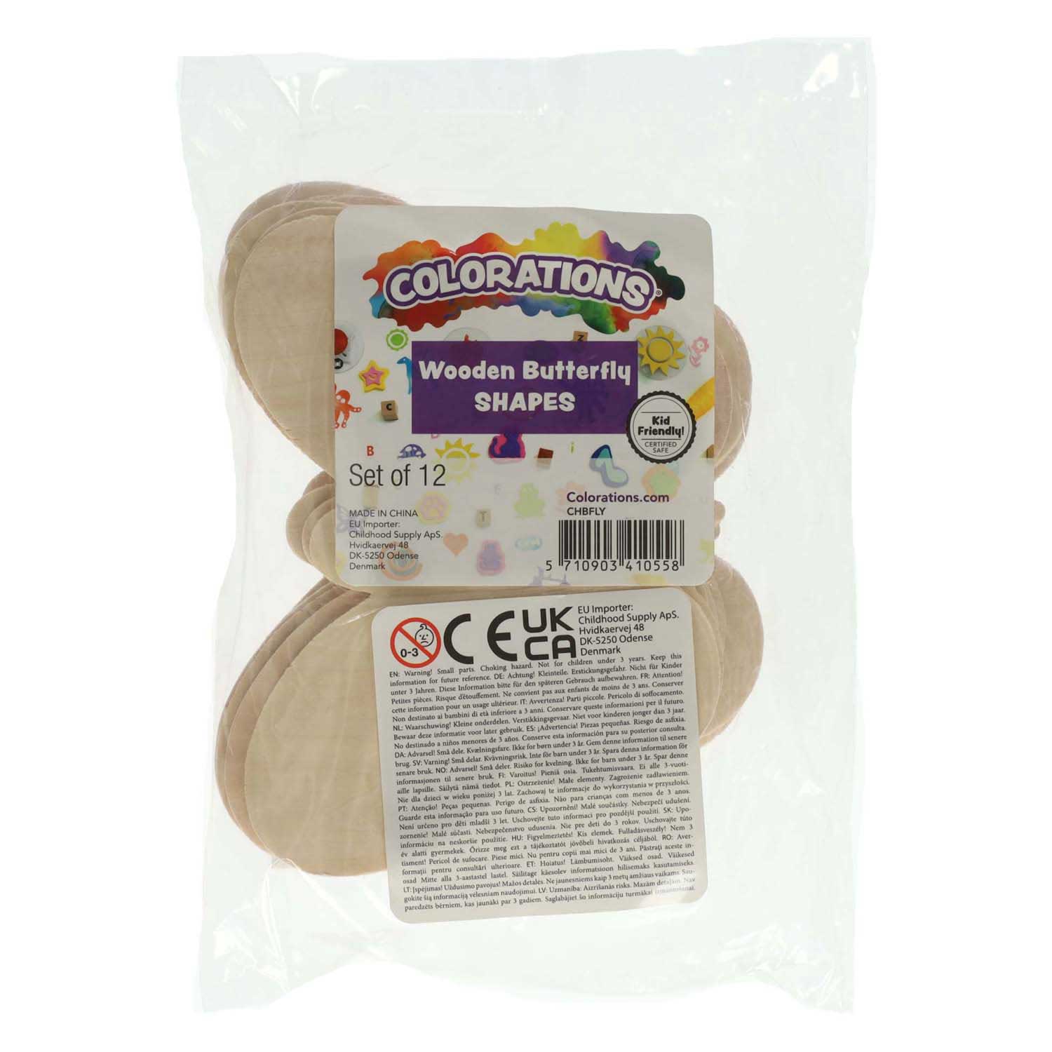 Colorations - Décorez vos propres papillons en bois, lot de 12
