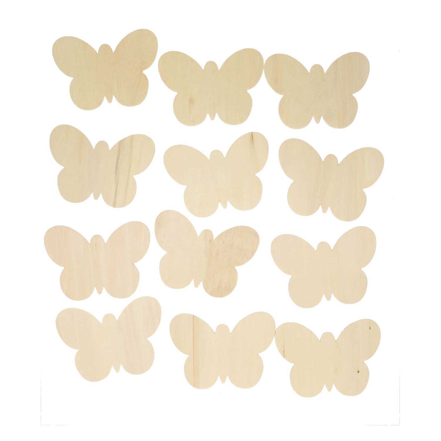 Colorations - Décorez vos propres papillons en bois, lot de 12
