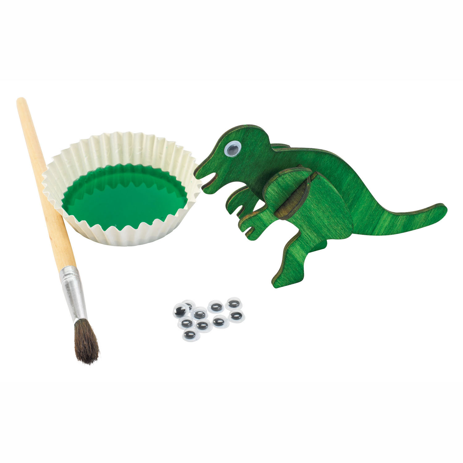 Färbungen – Erstellen und dekorieren Sie Ihr 3D-Holzpuzzle Dinosaurier, 4er-Set