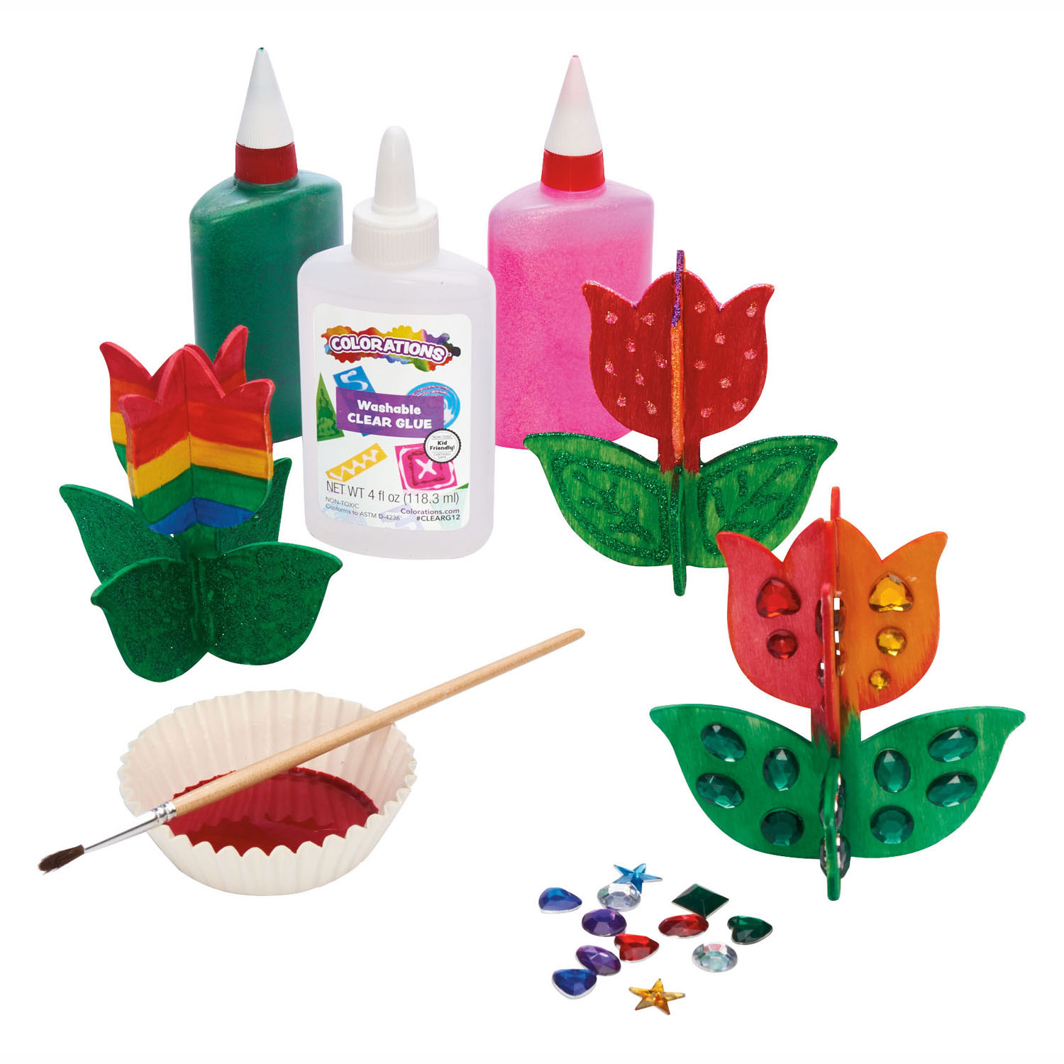 Colorations - Fabriquez et décorez votre propre tulipe en bois, lot de 12