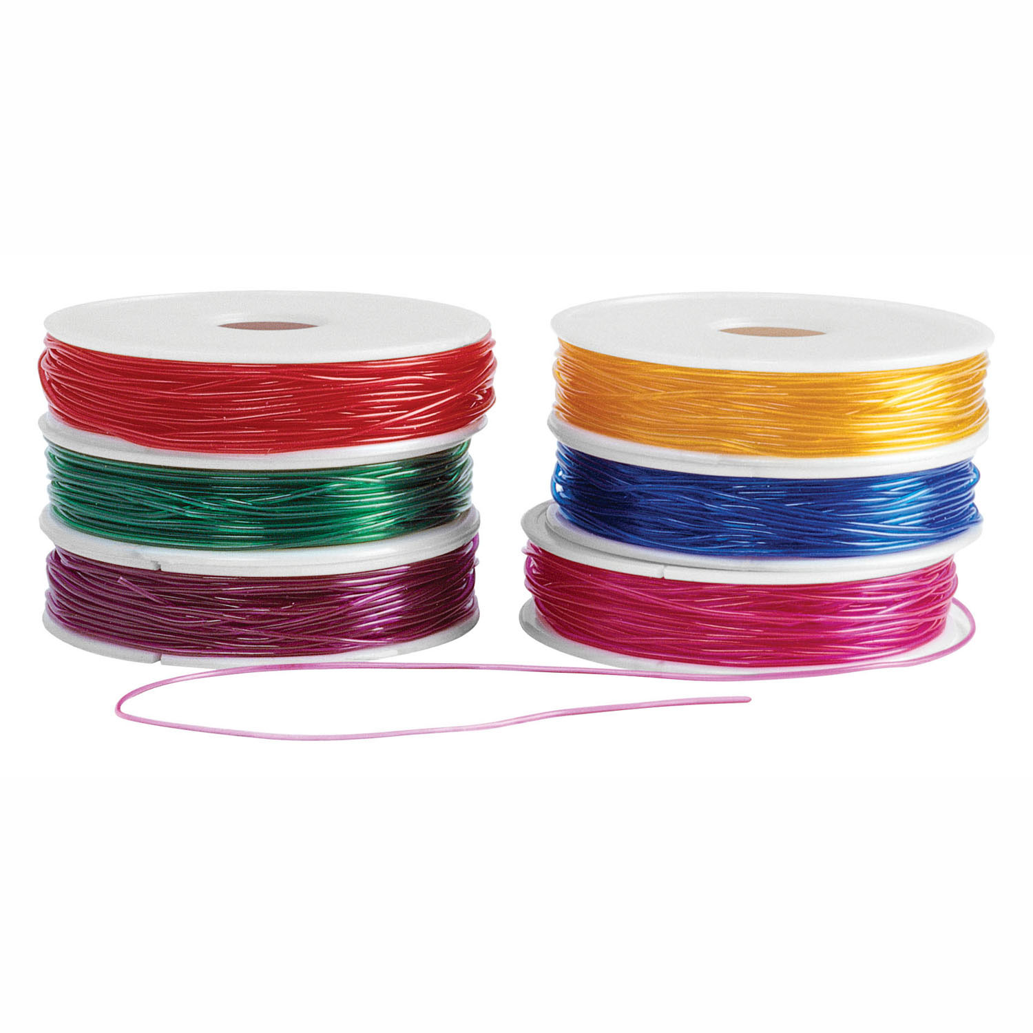 Colorations - Cordon de perles extensible coloré 6 bobines, 55 m.