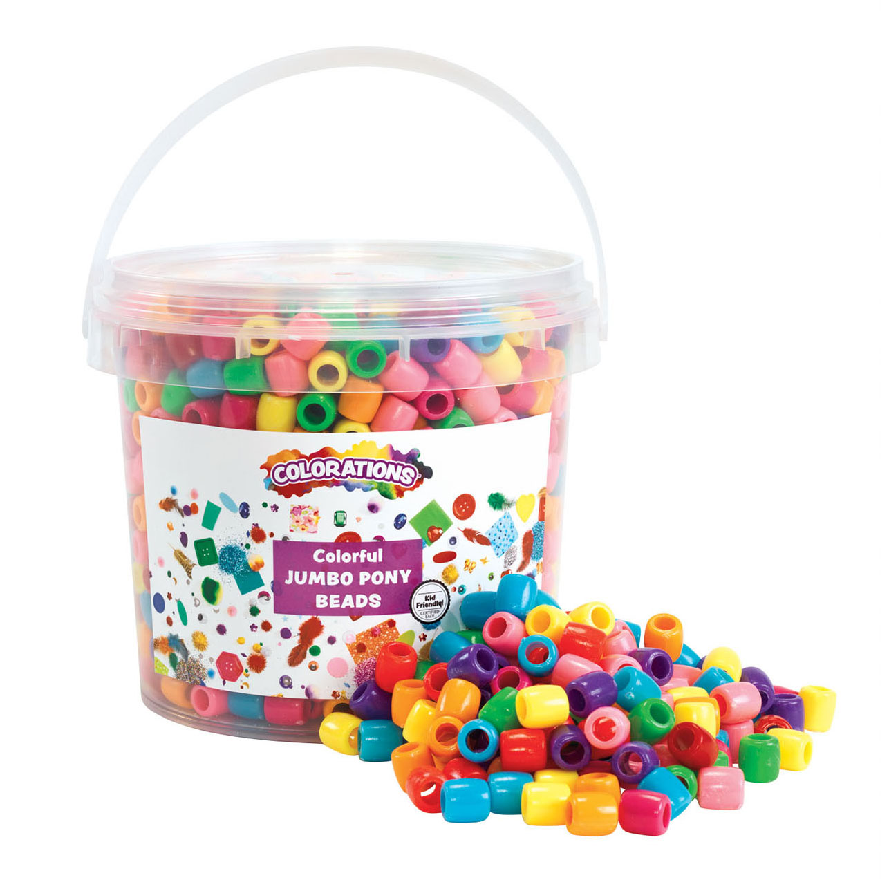 Colorations - Grosses perles colorées dans un seau, 680 grammes