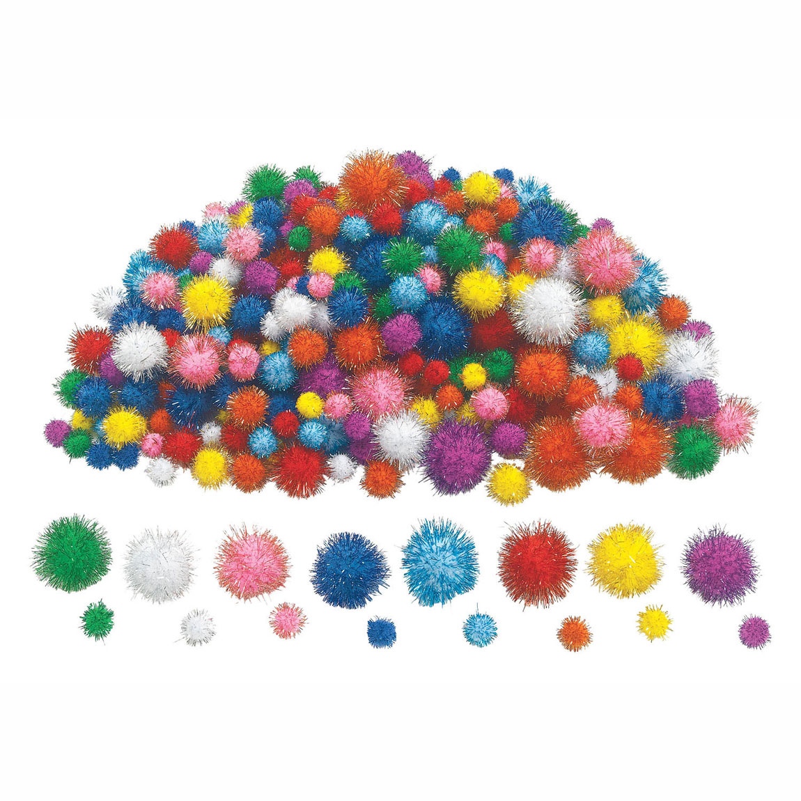 Pompons | Glitter | Assorti | 1.5-3 cm | 300 stuks