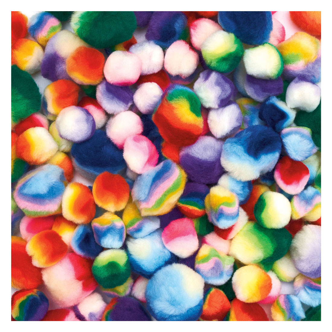 Colorations – Regenbogen-gestreifte Pompons, 180 Stück.