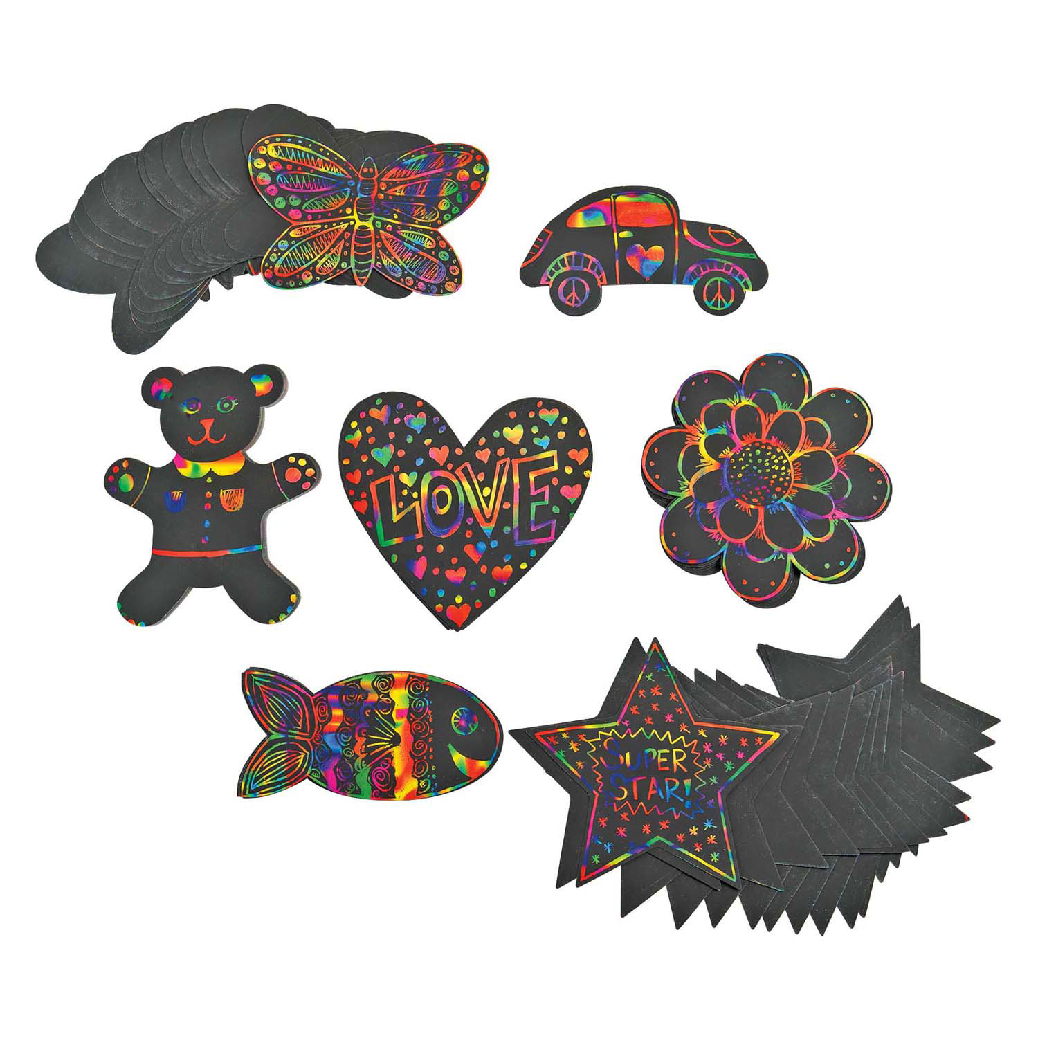 Colorations - Formes de figurines à gratter, 98 pièces.