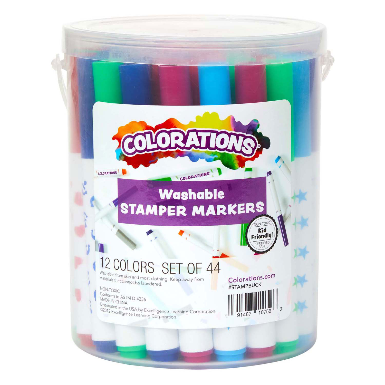 Colorations - Marqueurs pour tampons lavables, 44 pièces.