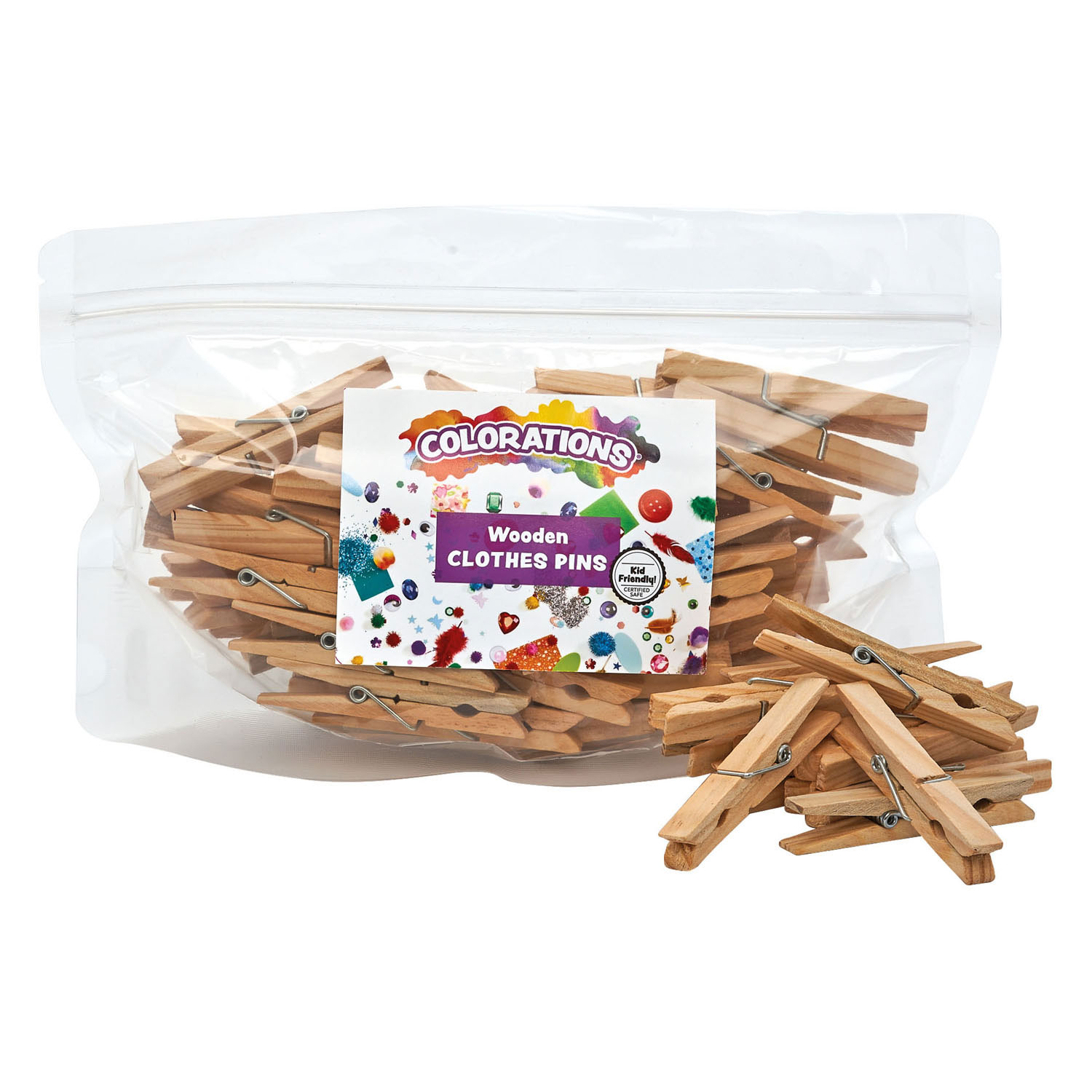 Colorations - Pinces à linge en bois - 48 pièces.