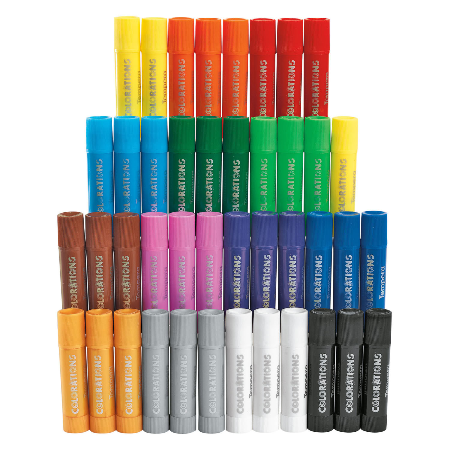 Colorations - Bâtonnets de peinture tempera en 14 couleurs - 42 pièces.