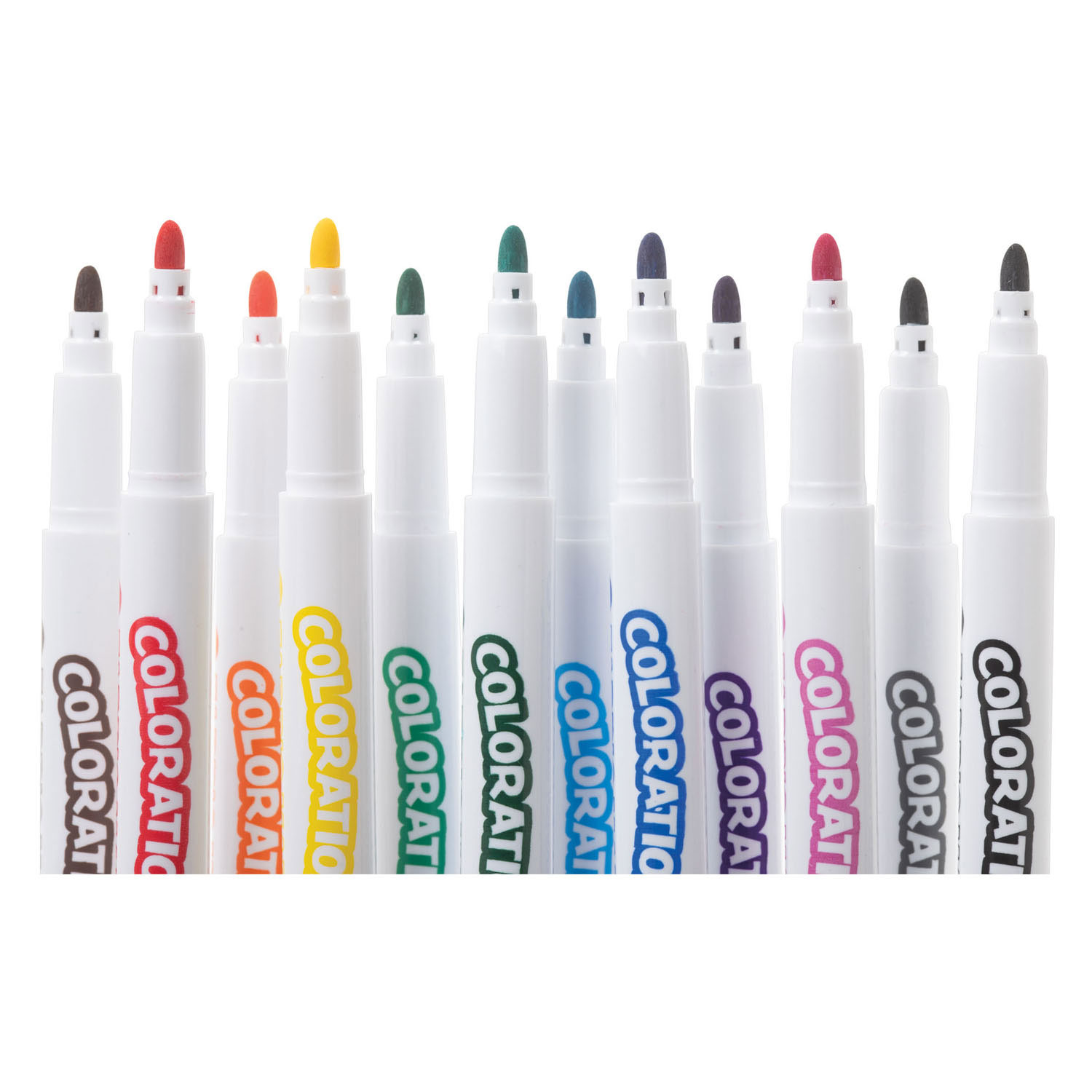 Colorations - Marqueurs textiles permanents en 12 couleurs - 12 pièces.