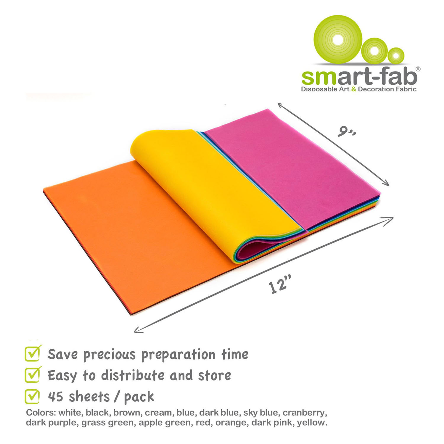 Feuilles Smart-Fab 22,9 x 30,5 cm - 45 pièces.