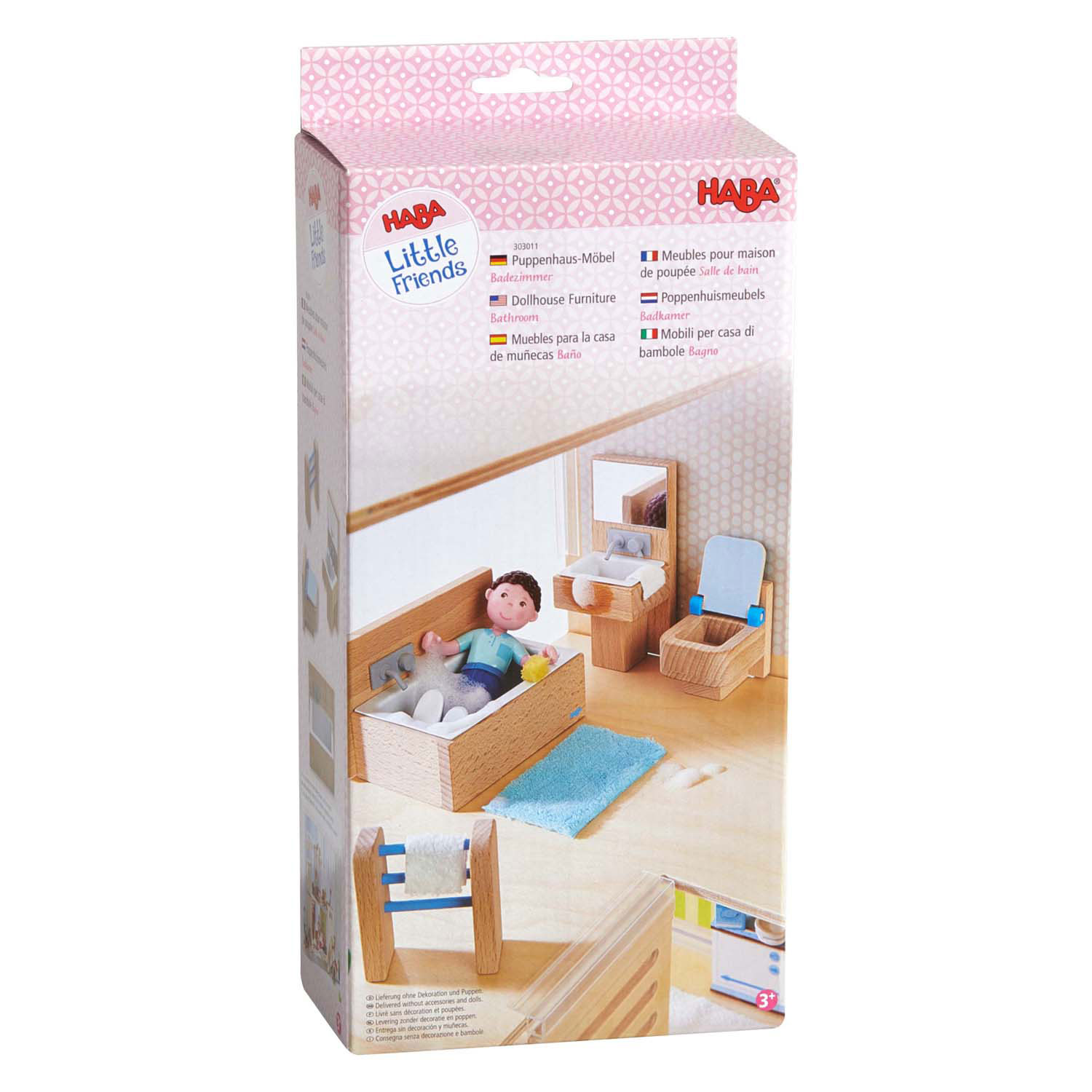 Haba Little Friends -  Houten Poppenhuismeubels Badkamer, 4dlg.