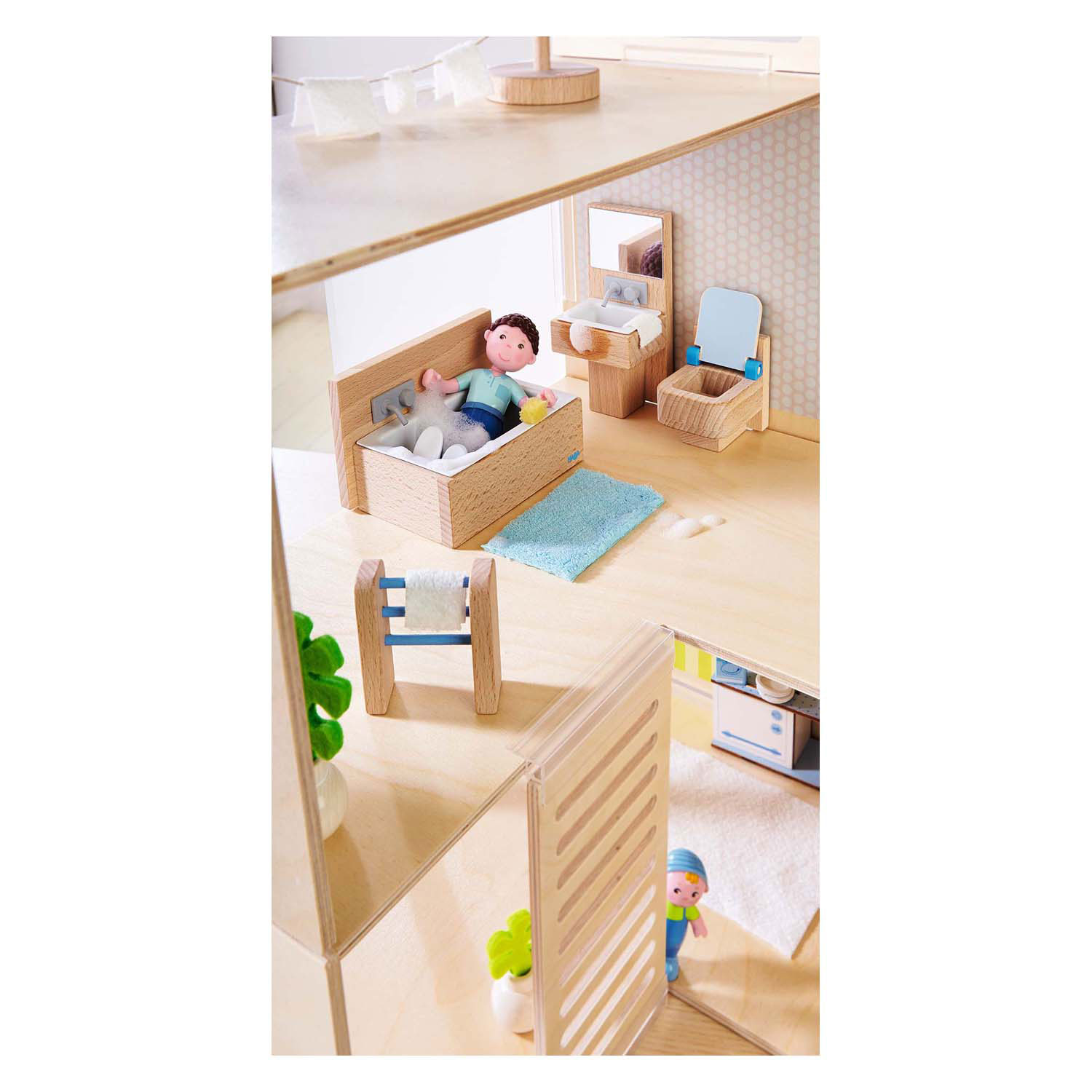 Haba Little Friends -  Houten Poppenhuismeubels Badkamer, 4dlg.