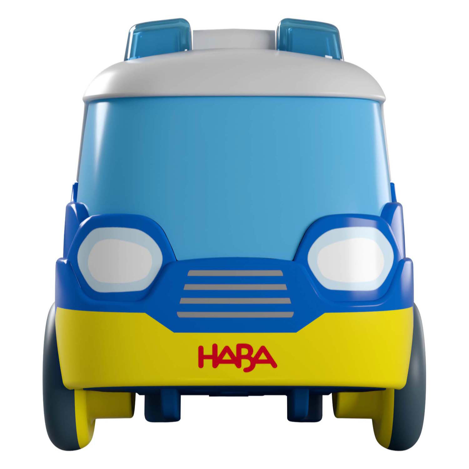 Haba Cars Polizeibus – Schwungradmotor – Nachhaltig aus recyceltem Kunststoff – Ab 2 Jahren