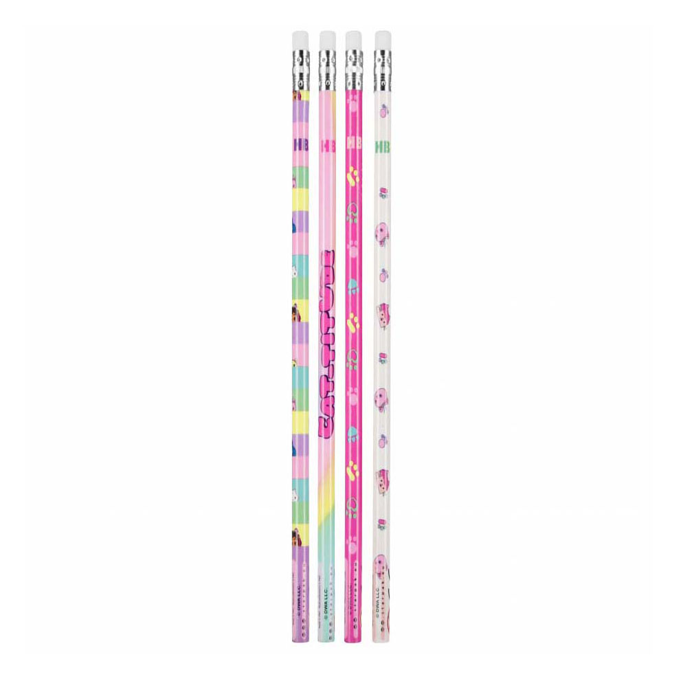 Gabby's Dollhouse Bleistift mit Radiergummi, 4 Stk.