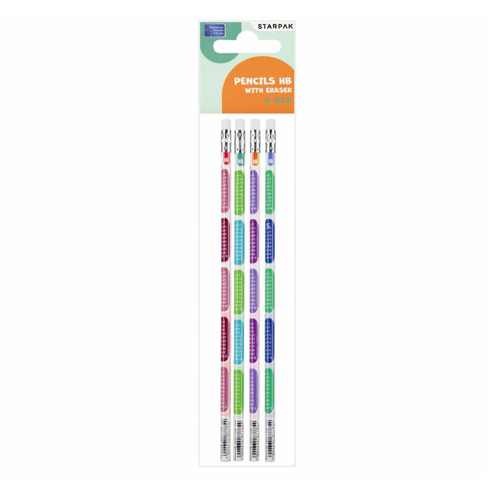 HB-Bleistift mit Radiergummi, Einmaleins, 4 Stück