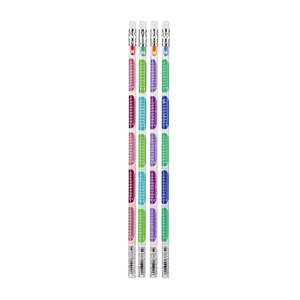 HB-Bleistift mit Radiergummi, Einmaleins, 4 Stück