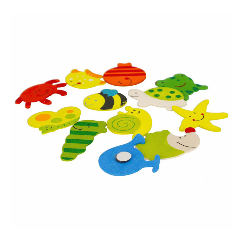 Aimants en bois Animaux 40mm, 12pcs.
