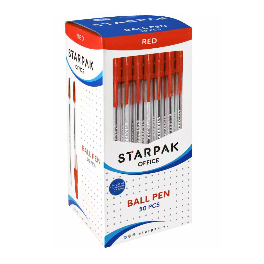 Stylo à bille avec capuchon rouge, 50 pièces.