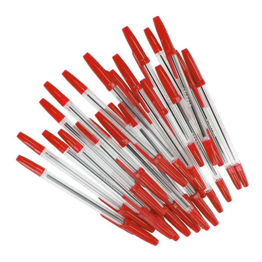 Stylo à bille avec capuchon rouge, 50 pièces.