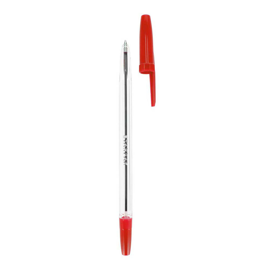 Stylo à bille avec capuchon rouge, 50 pièces.