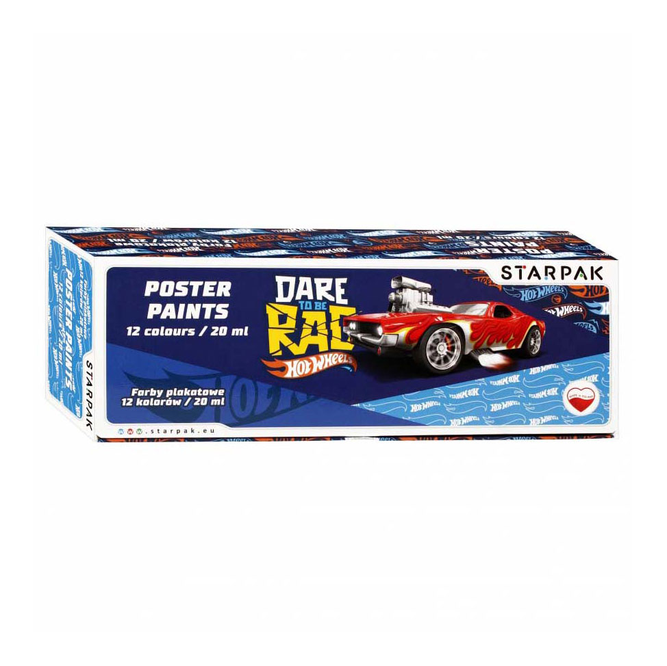 Plakatfarbe 12 Farben Hot Wheels, 20ml
