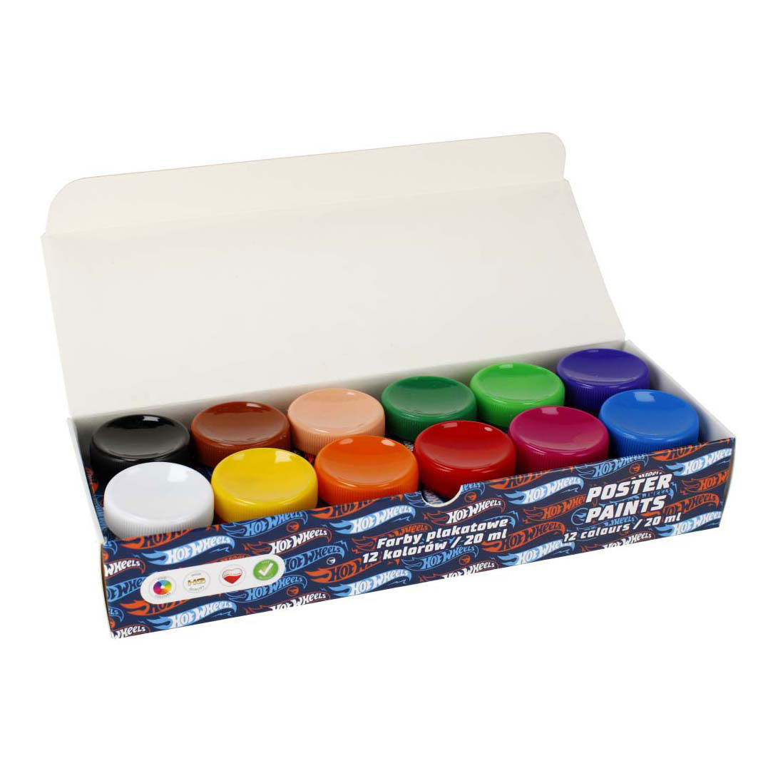 Plakatfarbe 12 Farben Hot Wheels, 20ml