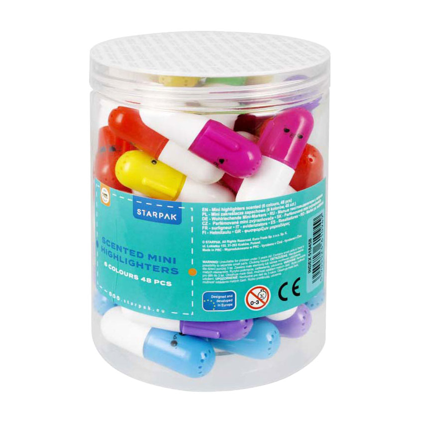 Mini surligneurs parfumés, mélange de couleurs, 48 ​​pièces.